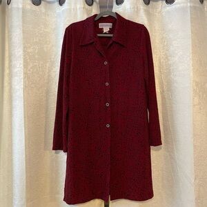 Red Button-Up Long Sleeve Shirt dress